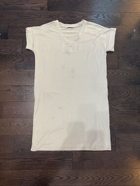 Simple V-Neck T-Shirt Dress in Sage